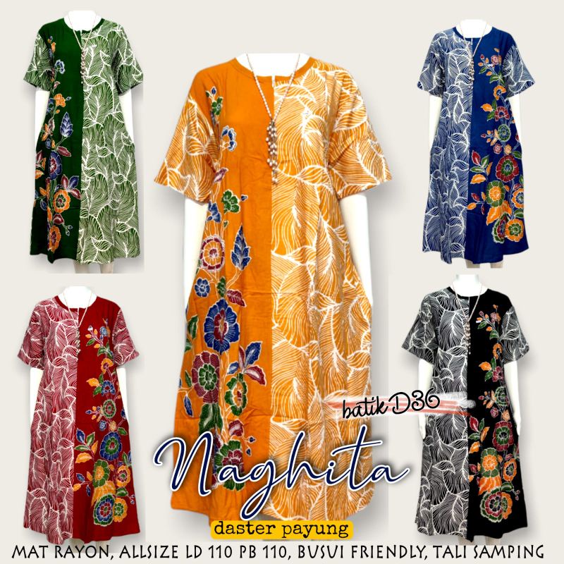 (Alesha) Baju Tidur Wanita Homeydress Daster Klok Payung Motif Seling Bunga Busui Friendly