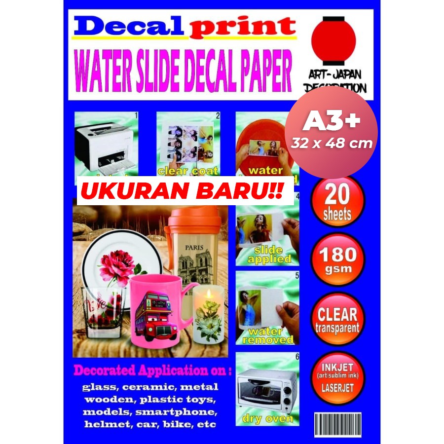 

Kertas Decal Transparan Water Slide Transfer Paper A3+ 180 gram