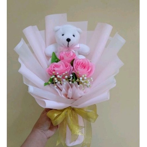 Buket boneka bunga artificial premium murah  hadiah kado ulang tahun anniversary pacar wanita