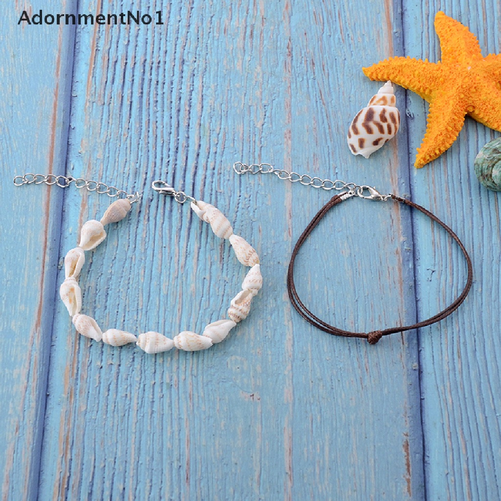 (AdornmentNo1) 2pcs / Set Gelang Kaki Wanita Desain Kerang Untuk Pantai / Hadiah