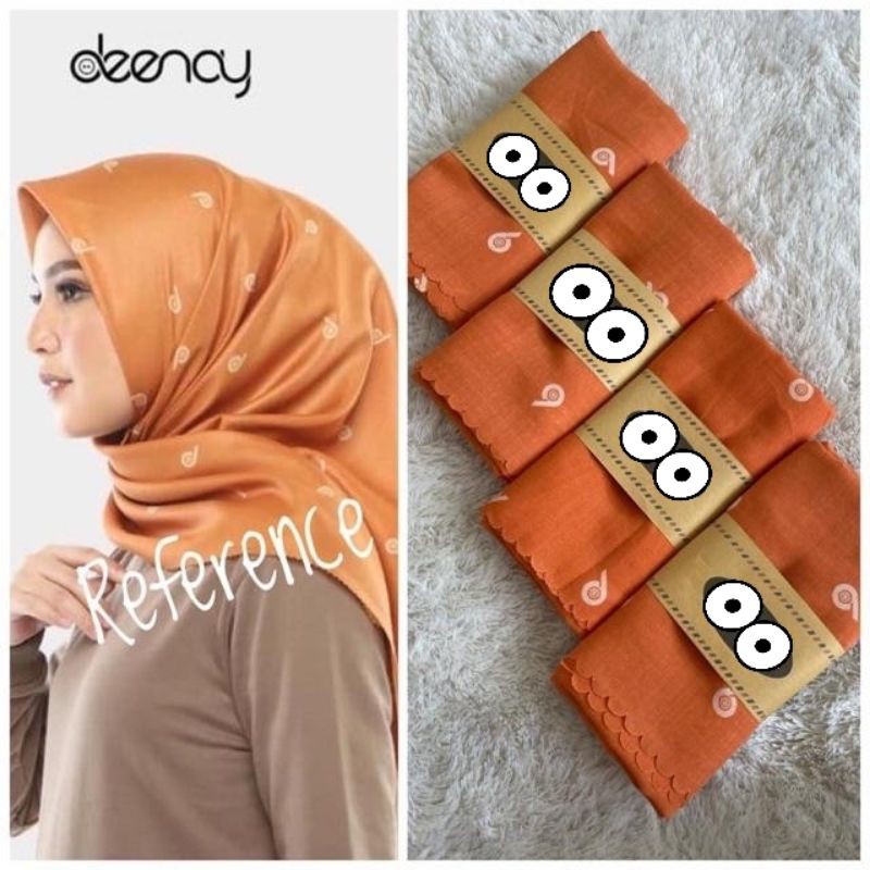 Jilbab Segi Empat Motif Deenay Aksara Caroot Orange Shopee Indonesia