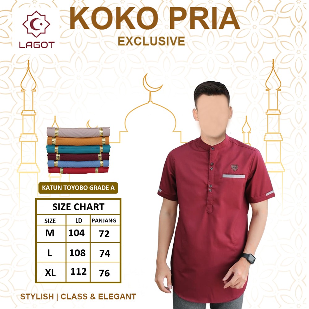 Baju Koko Dewasa Jumbo Kurta Lengan Pendek