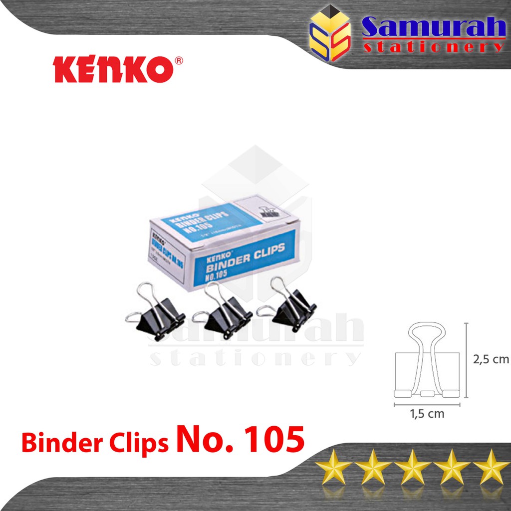 

Binder Clips No 105 Kenko / Clip Hitam Penjepit No.105 / Klip Jepit Kertas Kecil