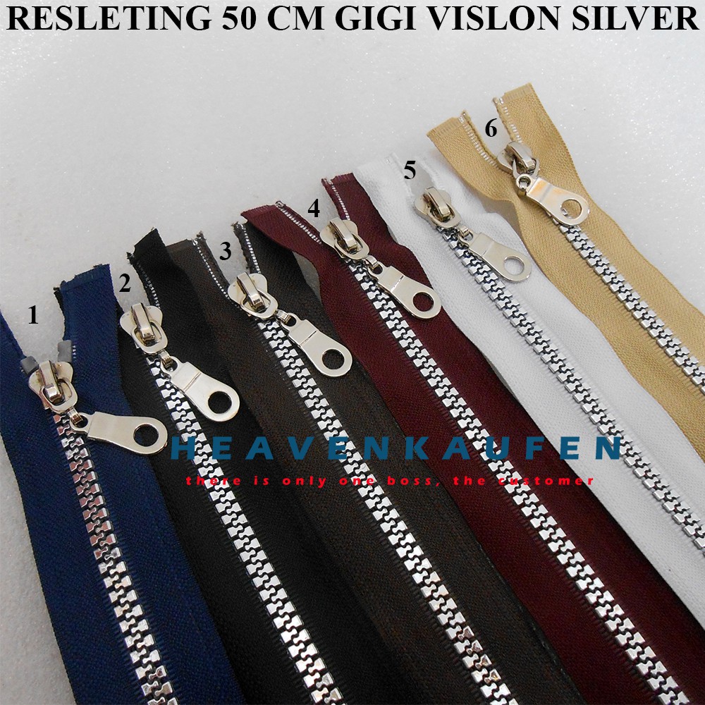 Resleting Zipper Sleting Retsleting Ritsleting 50 cm Gigi Vislon Silver