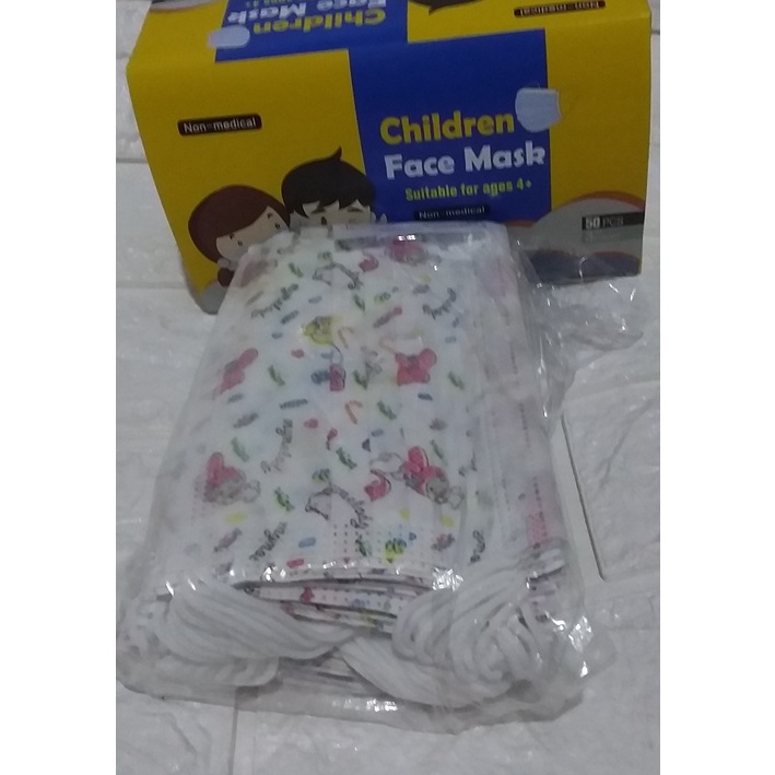 masker motif anak 3ply murah isi 50