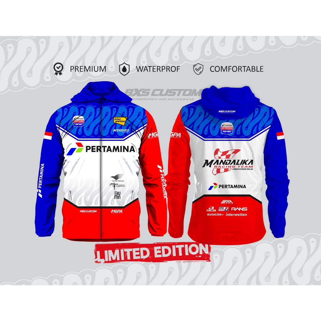 (NEW) JAKET PERTAMINA MANDALIKA SAG RACING TEAM WATERPROOF JACKET TOURING LIVERY PERTAMINA MANDALIKA