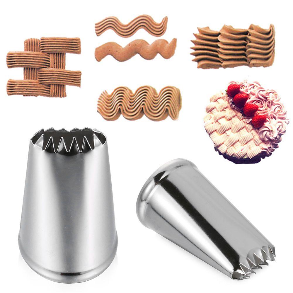 Nanas 2PCS Icing Piping Nozzle Bakeware Aksesoris Dapur Keranjang Menenun Pastry Tips Stainless Steel Alat Es Krim