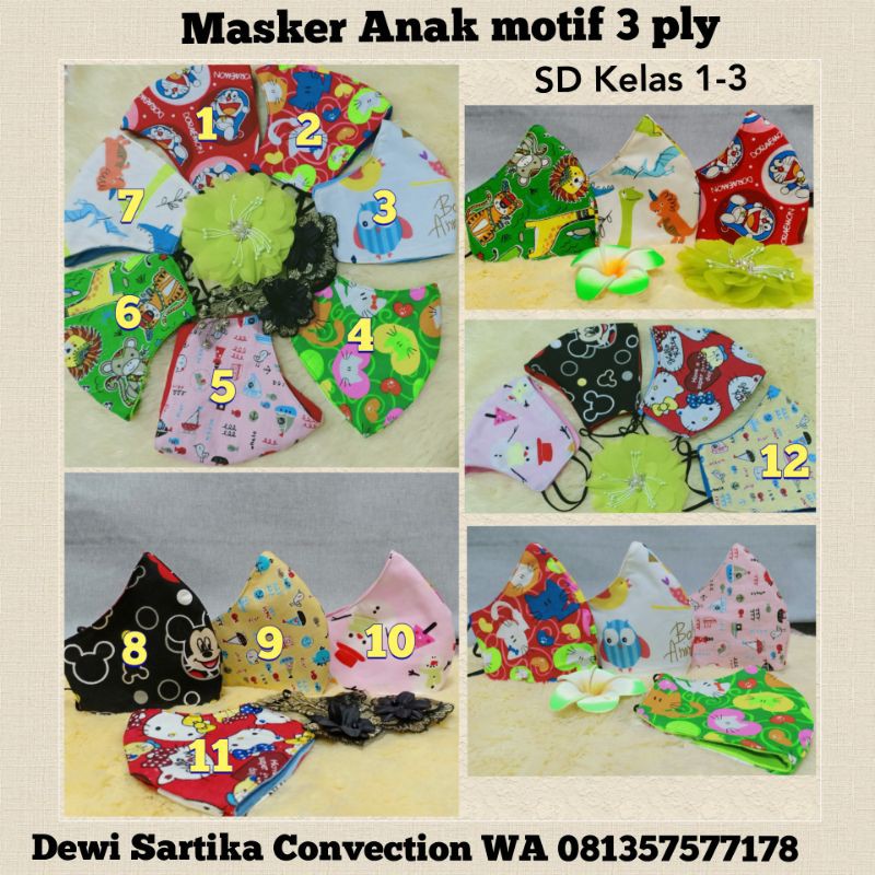 masker anak motif lucu 3 ply