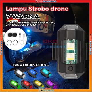 [𝐅𝐈𝐑𝐒𝐓 𝐇𝐀𝐍𝐃 𝐈𝐌𝐏𝐎𝐑𝐓𝐈𝐑] Lampu Strobo LED 7 Warna Universal Anti Tabrakan Untuk Motor / Pesawat / Drone