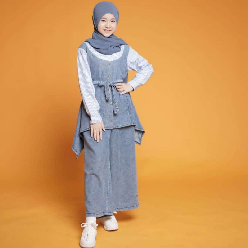 Setelan Anak Perempuan Kulot Jeans Kemeja Rompi Perempuan MEGAN SET BY ME&YOU KID