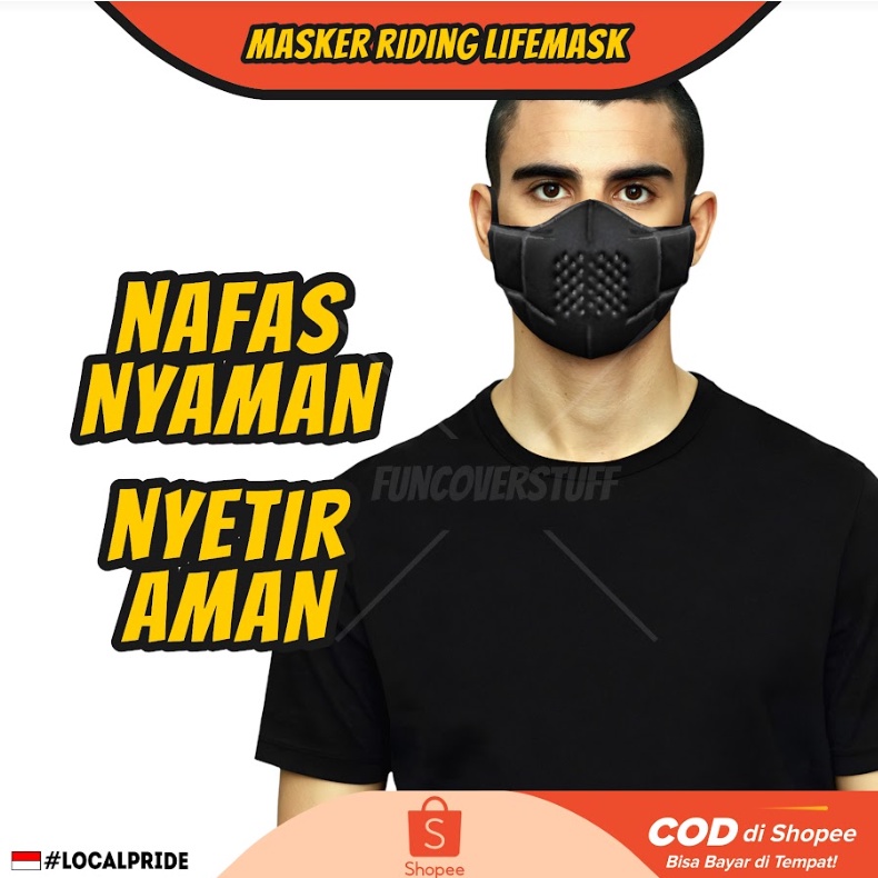 Masker Lifemask Kain Filter Motor Sepeda Outdoor Riding reusable cuci