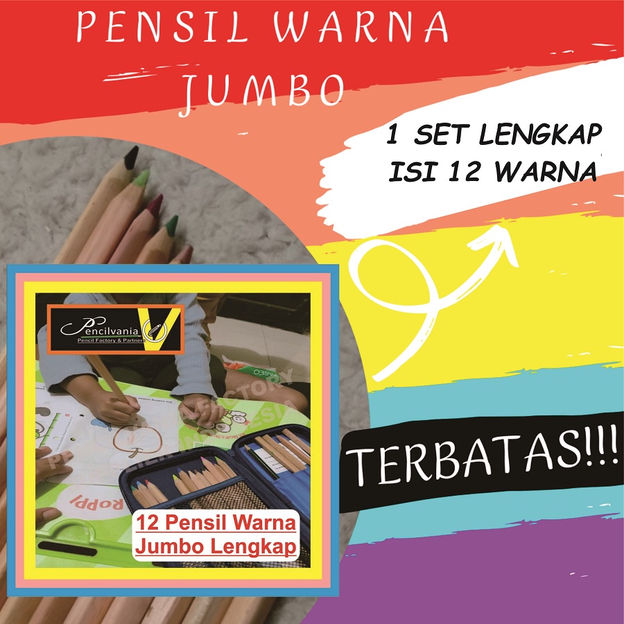 JUAL!! PENSIL WARNA JUMBO BAGUS LENGKAP 1 SET  Pencil PENSIL Triangular Sisa Export segitiga Import 