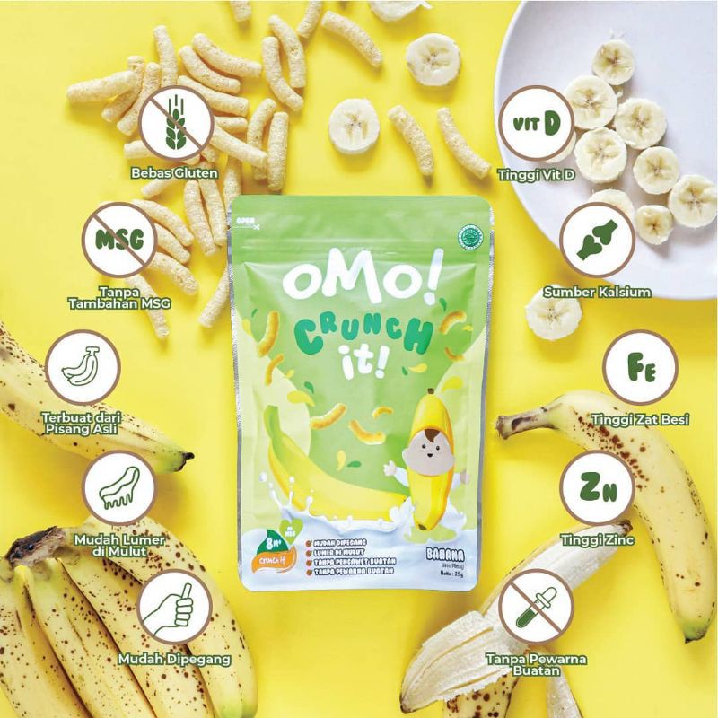 OMo ! Crunch It varian baru rasa pisang keju dan cokelat