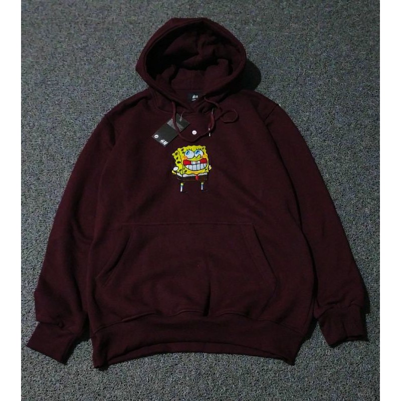 SWEETER HOODIE H&M SPONGEBOB FULL BORDIR | JAKET HOODIE H&M SPONGEBOB | FASHION PRIA WANITA UNISEX