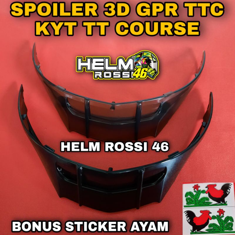 Spoiler 3D GPR KYT TT COURSE TTC Hitam Smoke dan Clear Bening bonus perekat samping