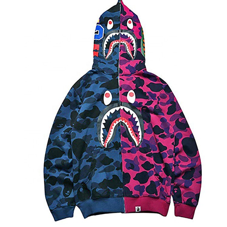 Jaket Pria OriMens Full Zipper Sweatshirt Fashion Casual Coat Outdoor Hip Hop Funny Tops Bape Hoodie