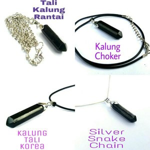 Kalung Liontin Natural Giok Black Jade Aceh Terapi Model Pencil