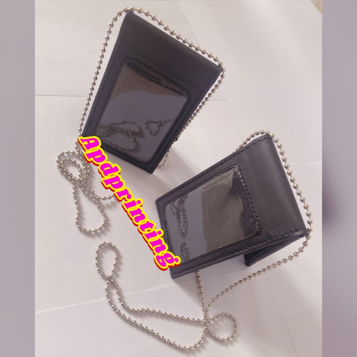 

Dijual Name Tag Id Card Saku Kulit Hitam Doff Plus Kalung Rantai Bagus