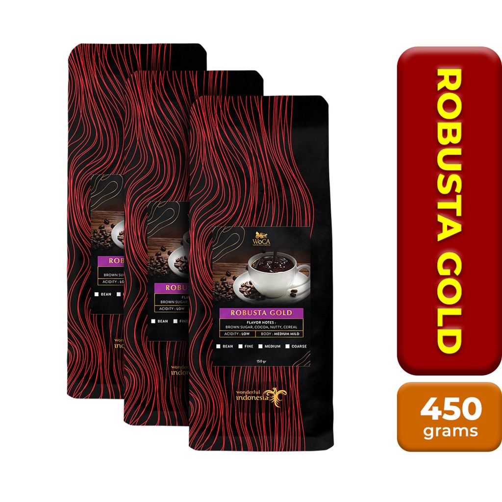 

WoCA Kopi Robusta Gold 150 gram X 3 Pack
