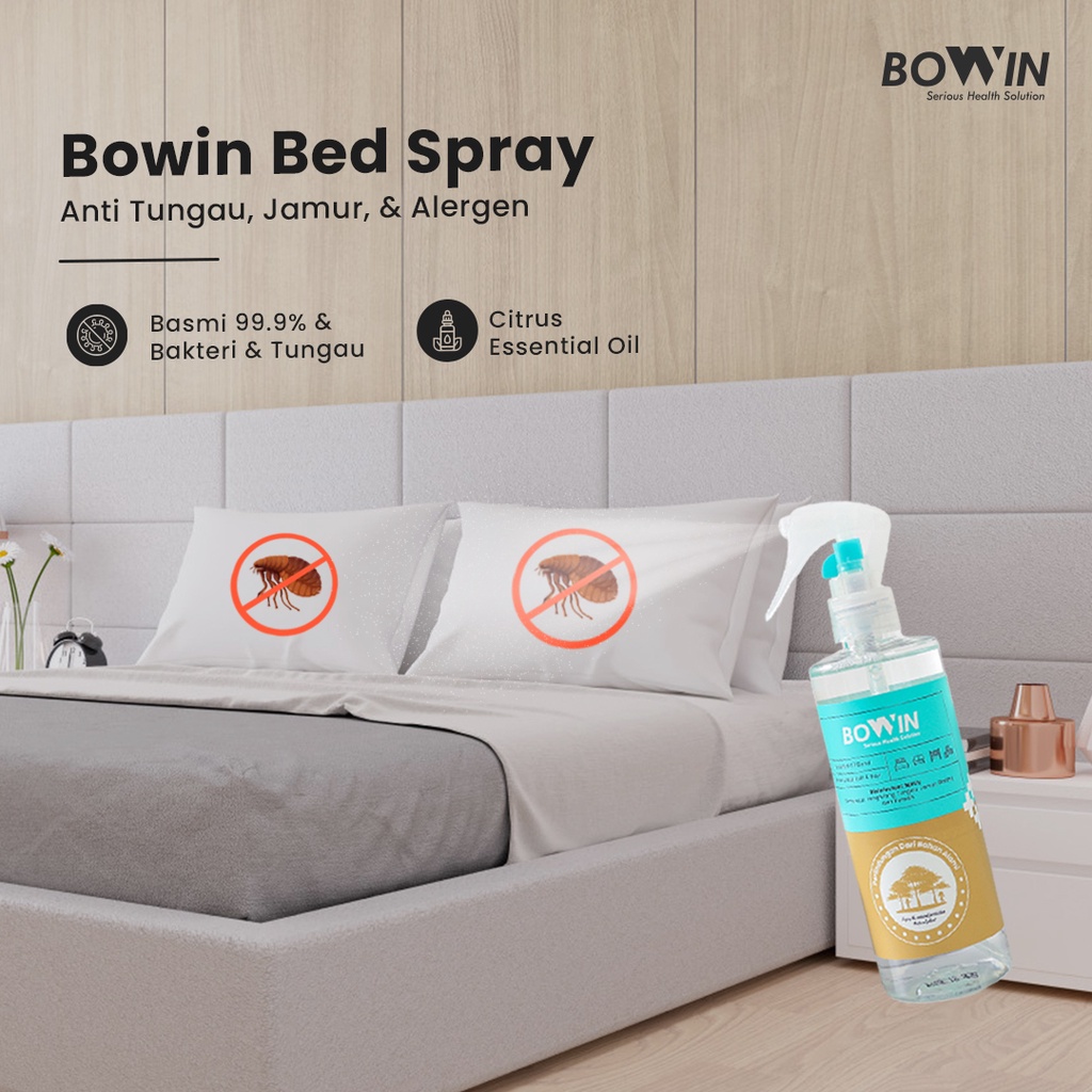 Bowin Bed &amp; Linen Spray 100% Organic Anti Tungau | Anti Bakteri, Kuman &amp; Virus | Essential Oil Aroma Therapy