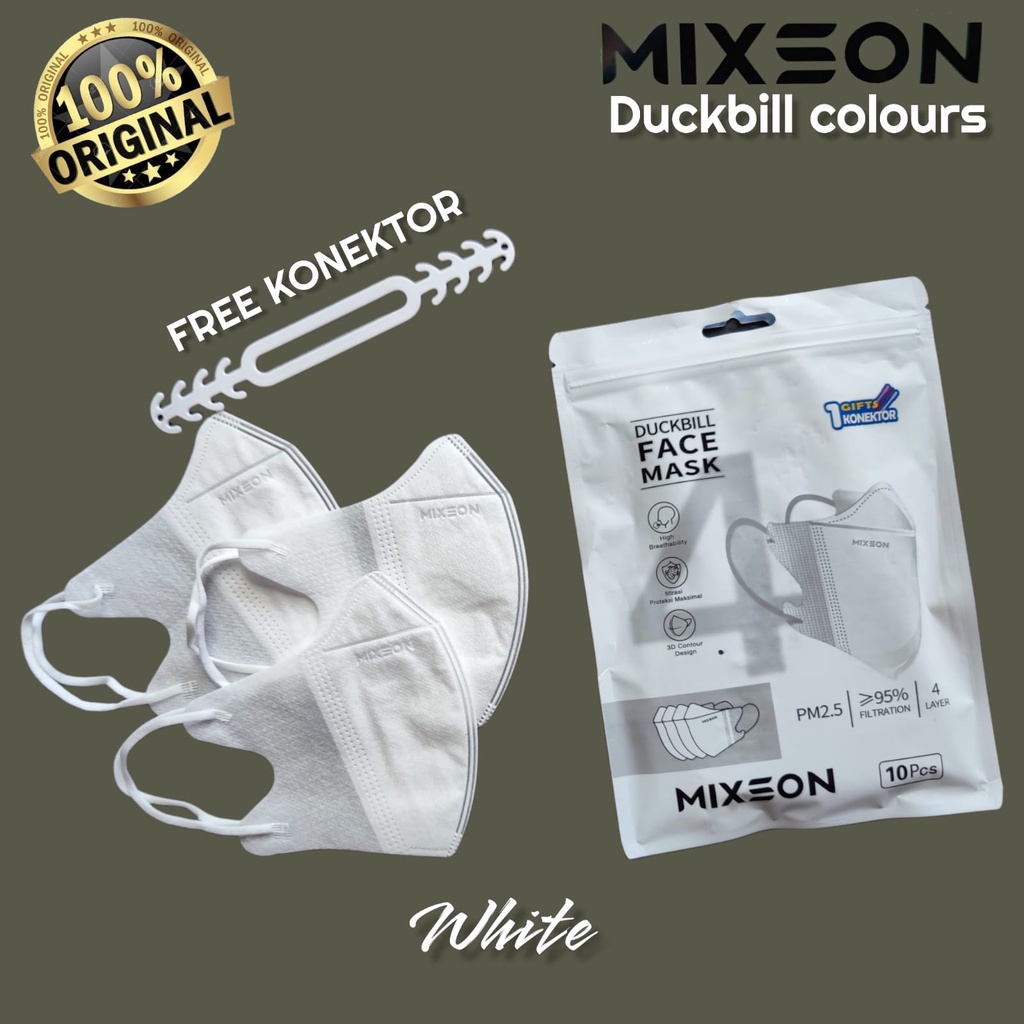 MIXSON DUCKBILL 4PLY EMBOS /10 - MASKER DUCKBILL MIXSON FREE KONEKTOR KEMENKES