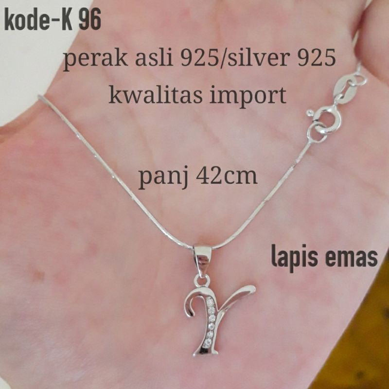 KALUNG PERAK HURUF Y IMPORT/KALUNG HURUF Y PERAK ASLI 925 LAPIS EMAS ANTI KARAT/KALUNG WANITA PERAK/