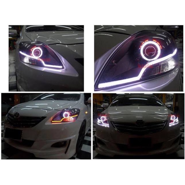 Headlamp projector vios gen 2 2007-2012 vios limo projector aes berikut alis drl fleksibel paket