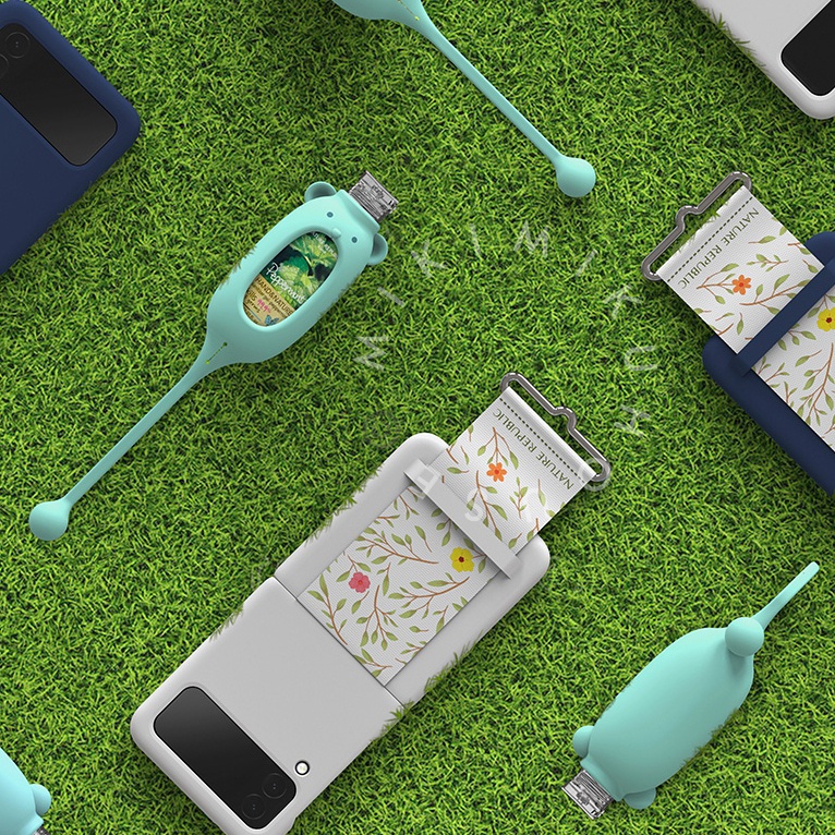 LIMITED SET KOREA SAMSUNG X NATURE REPUBLIC Z FLIP 3 COVER STRAP & SILICONE RING ZFLIP3 FLIP3 CASING