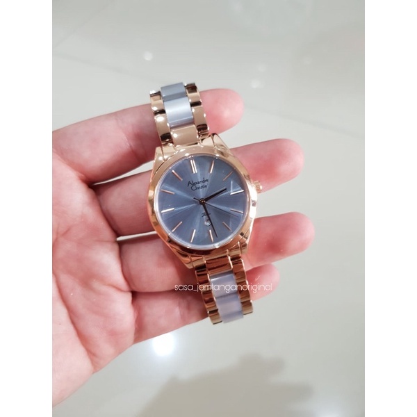 Jam Tangan Alexandre Christie Ac 2919 Original Rosegold Blue Wanita