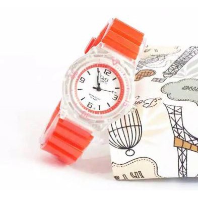 Jam Tangan Wanita Sporty Q&amp;Q Angka Strap Jelly Transparan Small Size