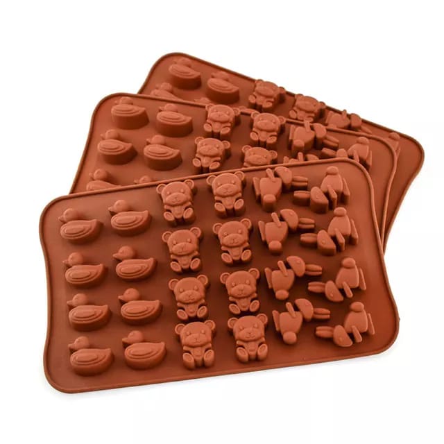 Cetakan Coklat Bebek Beruang Anjing 24 Grid Silicone Baking Chocolate Molds Cetakan Coklat Jelly Pudding Es Batu Silicone