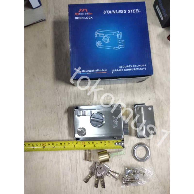 KUNCI PINTU BESI OTOMATIS STAINLESS MULLER/KUNCI PINTU/RIM LOCK