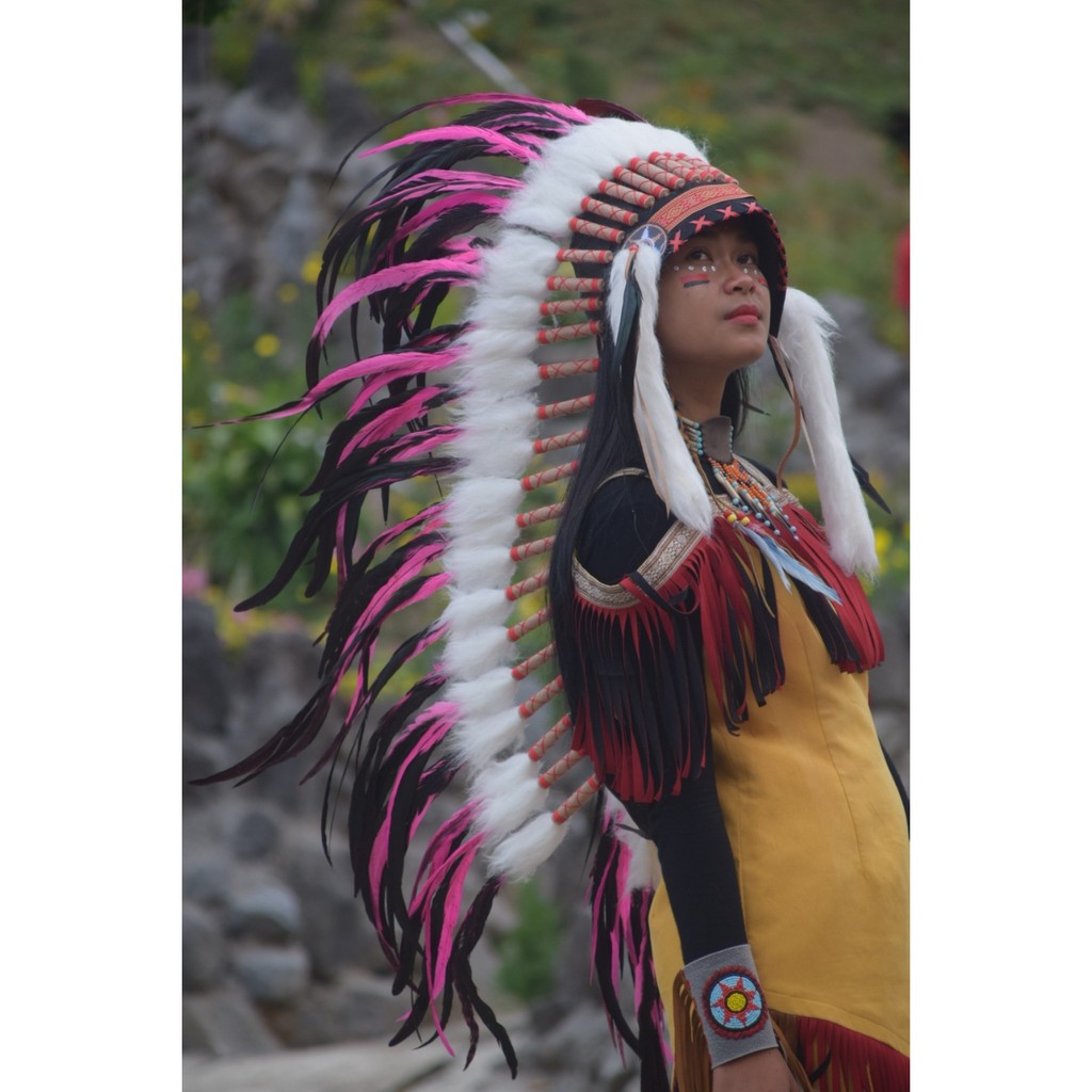 TOPI INDIAN - INDIAN HEADDRESS MEDIUM AYAM BILABONG PINK