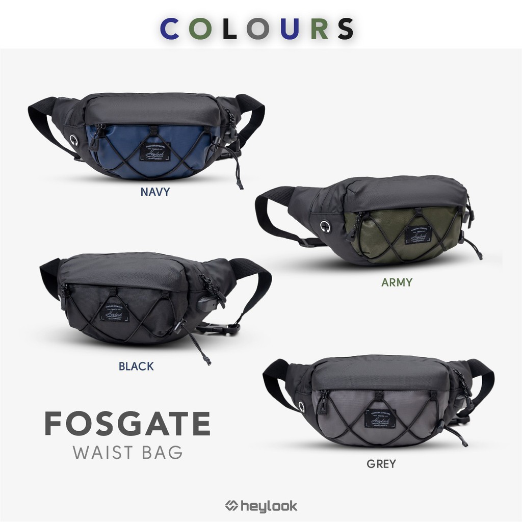 TAS SELEMPANG PRIA WANITA WATERPROOF WAIST BAG FOSGATE PRIA ANTI AIR ANTI SOBEK USB ORIGINAL