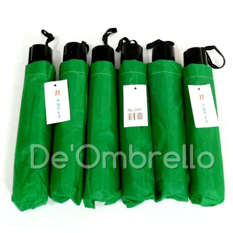 De'Ombrello! (091)Payung Lipat 3 Rk.Balik Polos Warna Hijau Putih Anti Angin