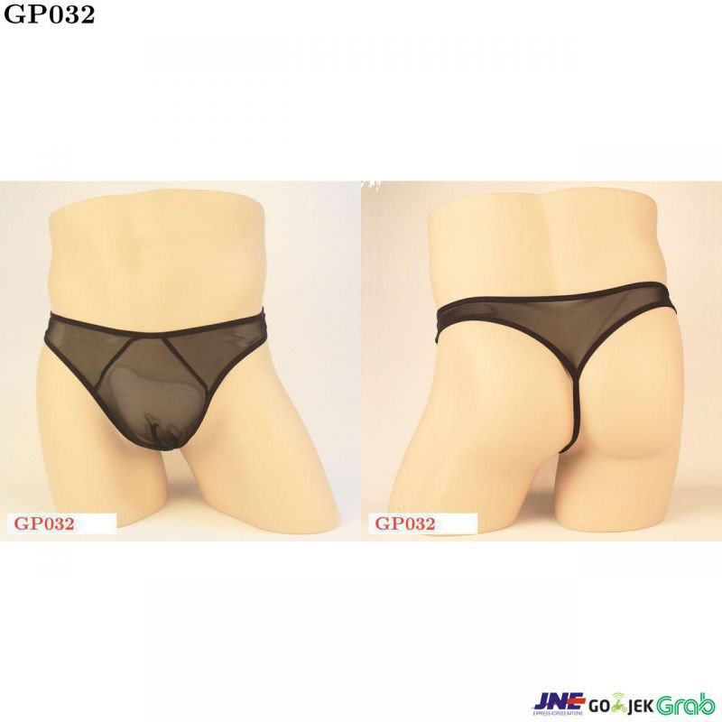 Celana Dalam GString Pria Hitam Transparan