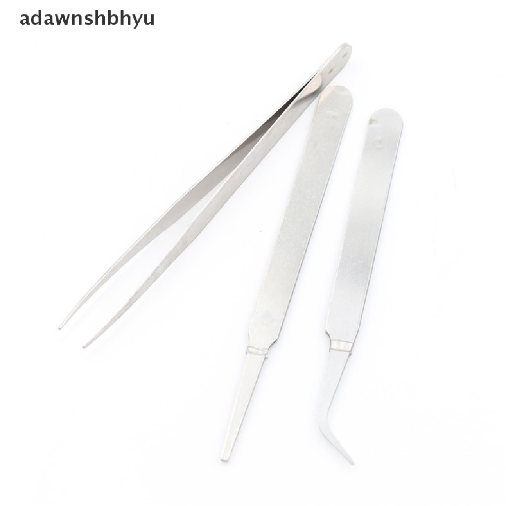 Adawnshbhyu 3pcs /set Penjepit Stainless Steel DIY Alat Perbaikan Presisi Perakitan Elektronik