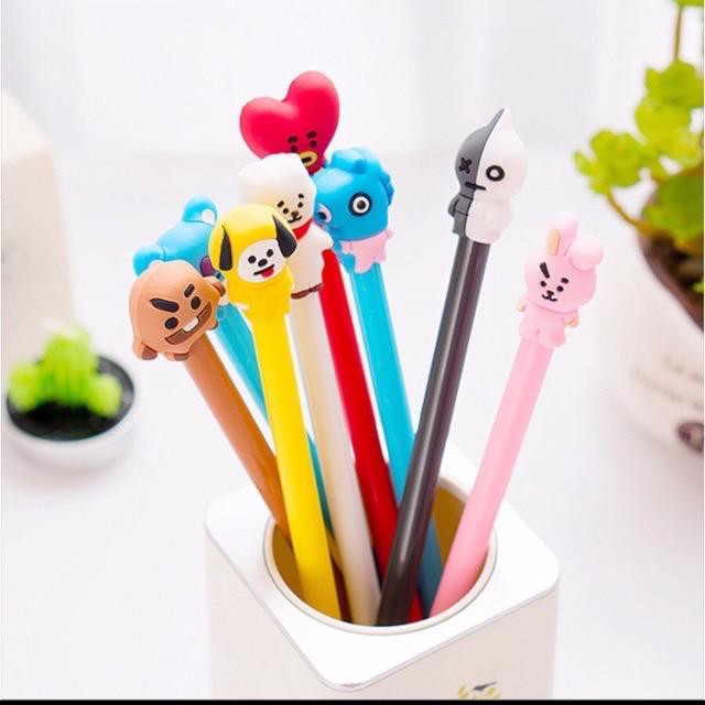 MATAHARI GROSIR [CUTE] Kpop Pena BTS BT21 ARMY Cute Cartoon Ballpoint Pen RJ Tata Pen Pulpen
