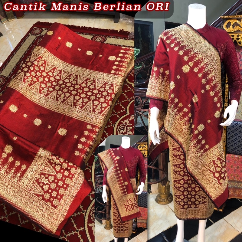 BERLIAN Songket cantik manis Berlian  ORI Merah  / Songket Palembang asli Tenun Tangan. (ilham Songk