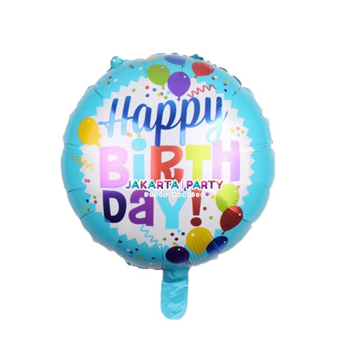 Balon Bulat HBD #8 / Balon Foil Happy Birthday / Balon Motif HBD