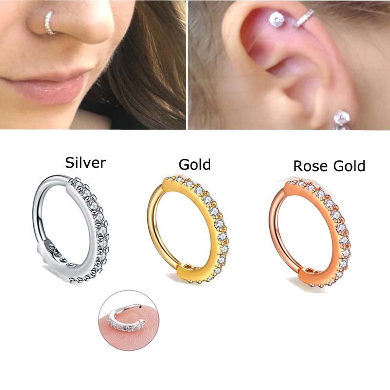 Grosir Anting Hoop Tulang Rawan Tragus Tindik Pinna Hidung Palsu Helix Rook Piercing 20G Tembaga