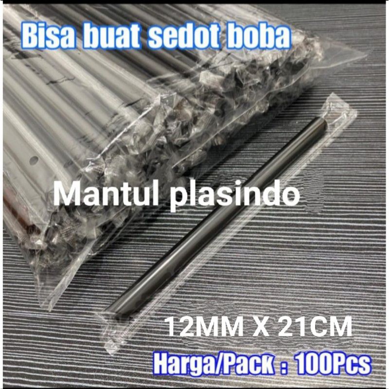 isi 100pcs sedotan buble hitam 12mm x 21cm steril bungkus plastik - 12/21 steril