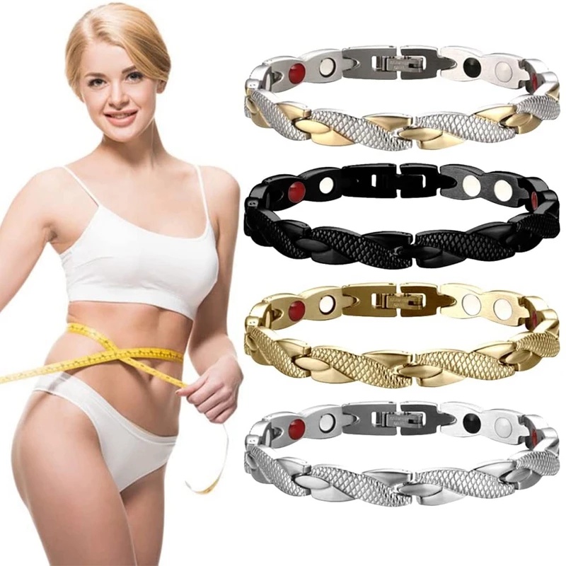 Gelang Power Terapi Pelangsing Penurunan Berat Badan Pola Twisted Dragon Magnetik Dapat Dilepas Untuk Pria Dan Wanita