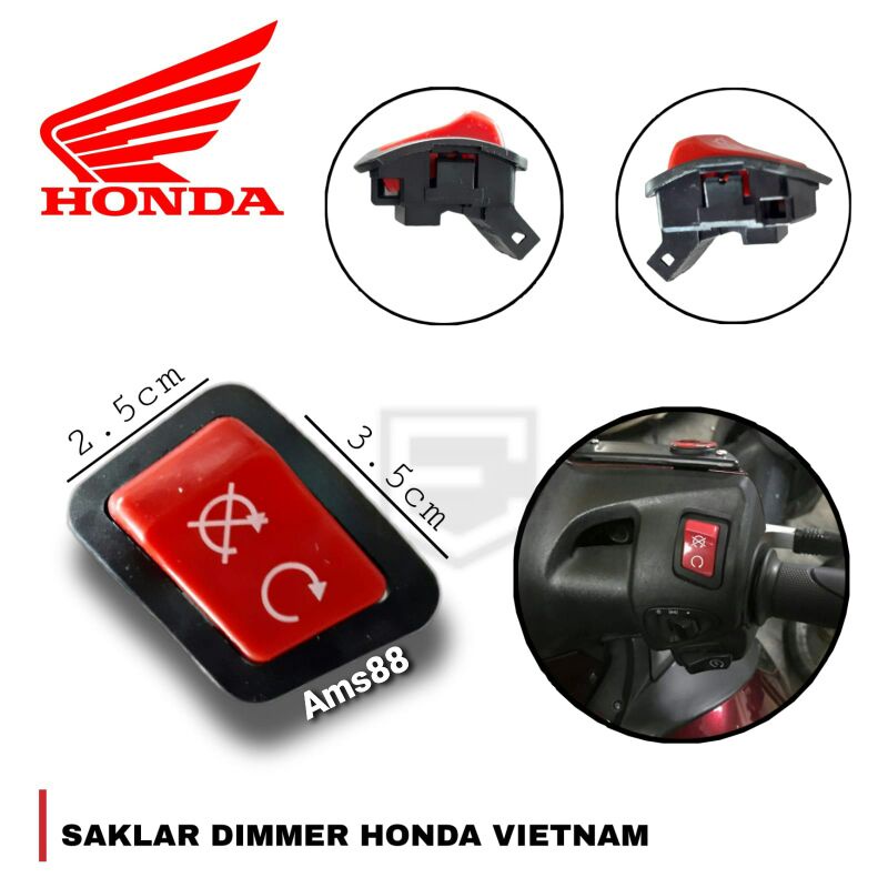 Tombol Saklar Warna Merah Honda Vietnam / Saklar Idling Stop - Saklar Stater Vietnam Honda Matic Bebek