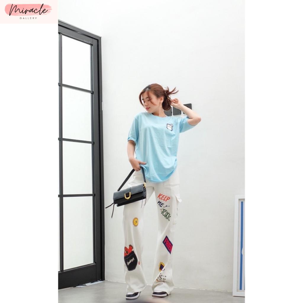 Kaos Wanita Premium / Tshirt Oversize Wanita CUTE SQUARE (BORDIR) / Kaos Korea