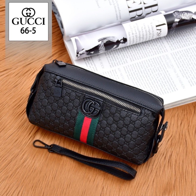 Tas Clutch Tabung Gucci Tas Tangan Handbag Pria/Wanita Kulit Import Quality