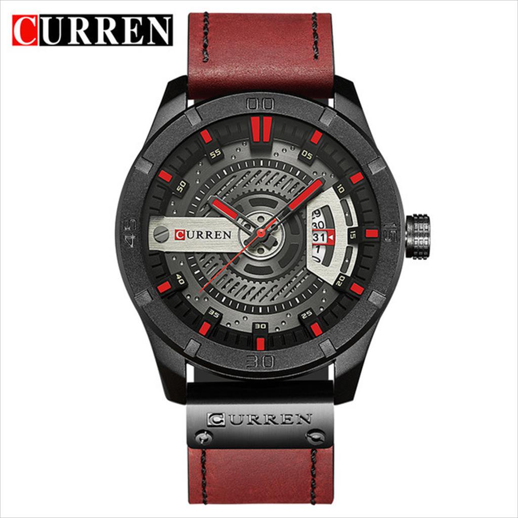 CURREN 8301 Jam Tangan Pria Analog Tali Kulit Chronograph Aktif