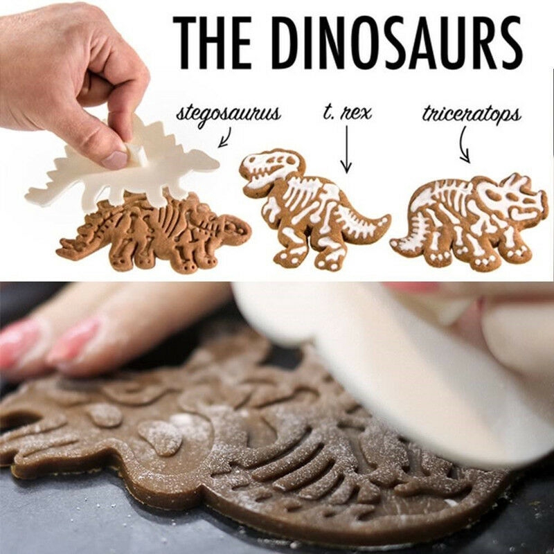 3 Pcs Cetakan Kue / Biskuit / Pastry / Fondant Bentuk Dinosaurus Untuk Dapur