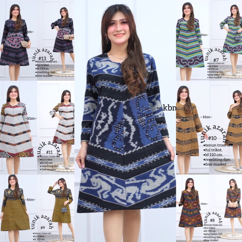 Tunik Tenun Etnik Wanita Bahan Tenun Troso Full Trikot Ukuran Jumbo