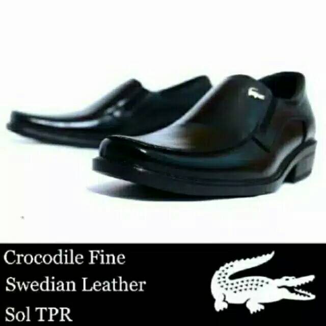 Sepatu pria pantofel slop Crocodile Fine Formal Black
